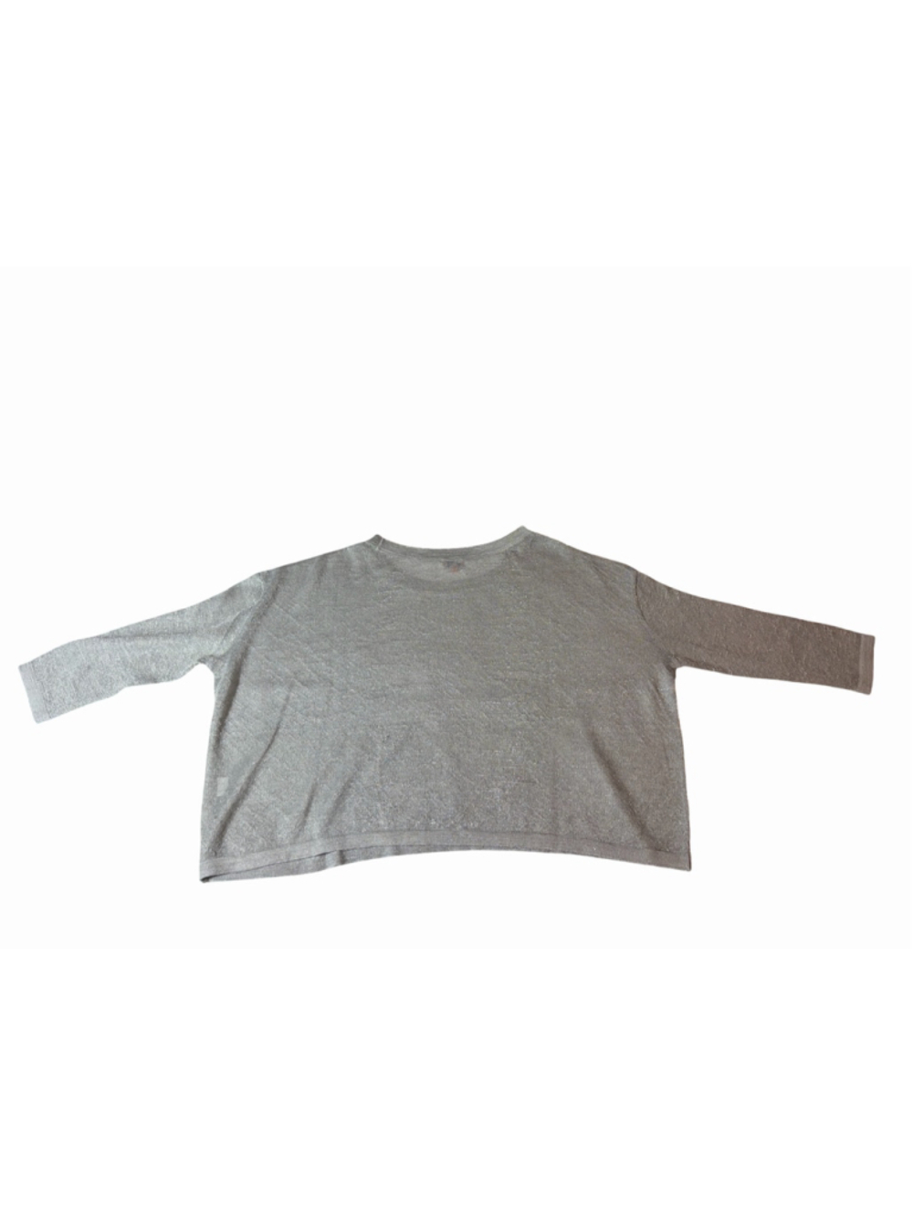 Chan Luu Silver Metallic Knit Crewneck Sweater Size Small